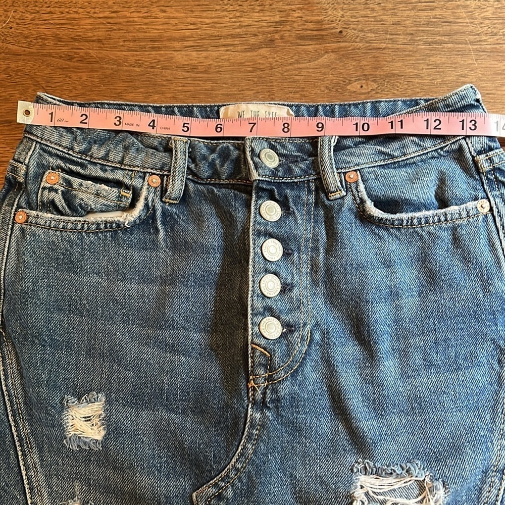 We The Free Breezy Button Fly Denim Jean Raw Hem Distressed Mini Skirt 25 - Picture 12 of 13